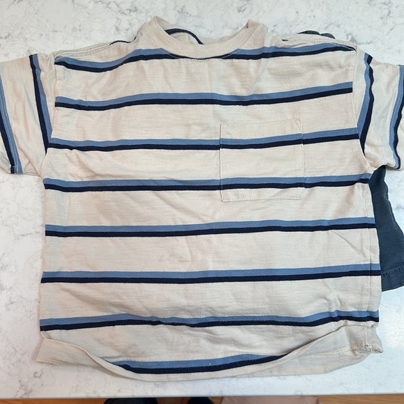 Boys summer preppy outfit striped top & navy adjustable shorts size 6, small 6/7 - Picture 4 of 5